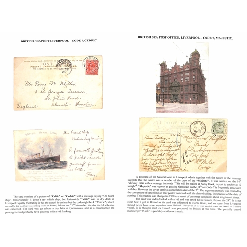566 - 1905-06 Picture postcards, three posted on ships in U.K waters shortly after leaving Liverpool and o... 