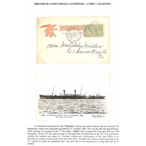 571 - 1906-07 Picture postcards to USA (2) or G.B all franked KEVII ½d pair cancelled by Sea Post c.d... 