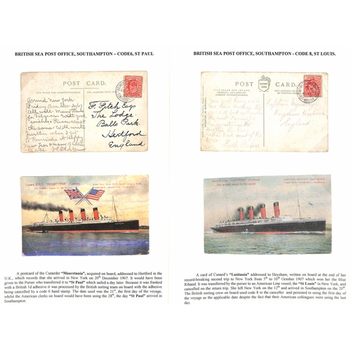 576 - 1907 Picture postcards to G.B or Europe franked 1d, all posted on Cunard liners, transferred to 