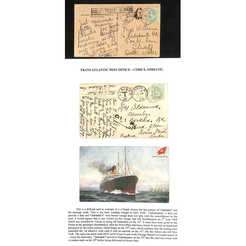 588 - 1908-10 Picture postcards to England posted on R.M.S 