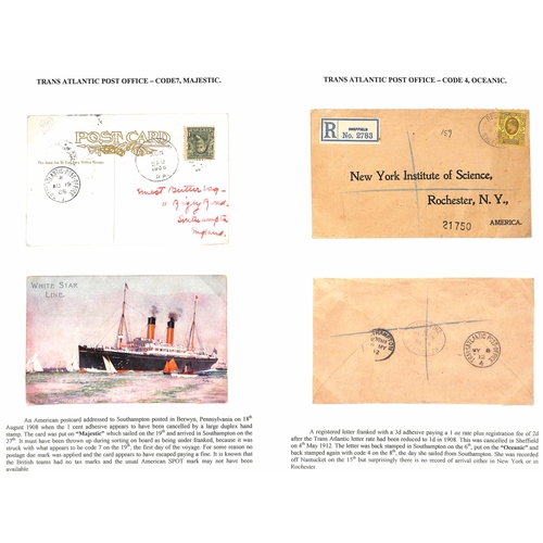 589 - 1911-13 Registered covers (3) and a postcard from Europe to the USA all with Transatlantic P.O trans... 
