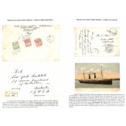 596 - 1908-11 Picture postcards from Germany to Jersey (stamp removed from picture side) handstamped 