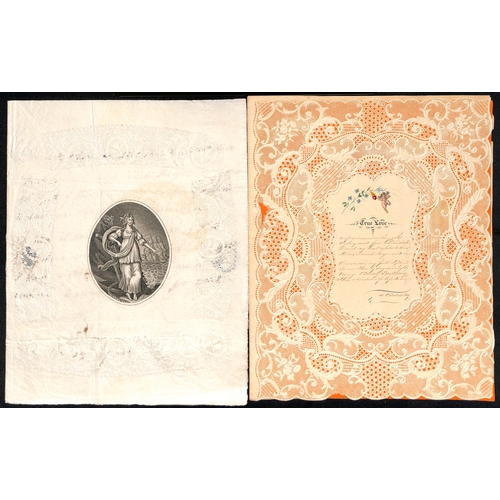 59 - c.1820-50 Valentine lettersheets all with superbly embossed and pierced paperlace borders, an early ... 