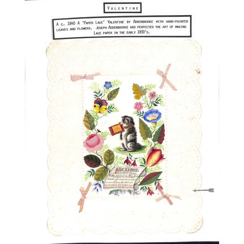 58 - c.1820-30 Valentine lettersheets with printed hand coloured pictures and verses, depicting young lad... 