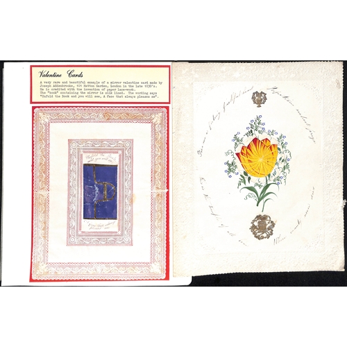58 - c.1820-30 Valentine lettersheets with printed hand coloured pictures and verses, depicting young lad... 