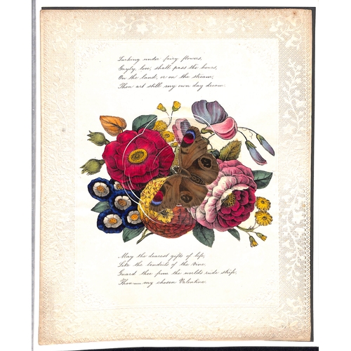 56 - c.1820 Valentine lettersheet with an elaborate embossed and pierced border, central design of flower... 