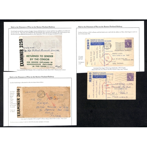 192 - 1942-44 Stampless covers and cards (6), cover franked 1½d, and 3d P.O.W postcards (2) all from ... 