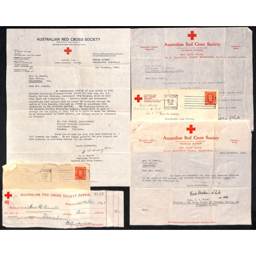 219 - 1944 (Aug 14) Thai Red Cross message form from George Powell in Civilian Internment Camp, Bangkok, t... 