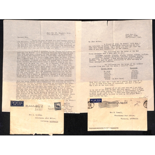 219 - 1944 (Aug 14) Thai Red Cross message form from George Powell in Civilian Internment Camp, Bangkok, t... 