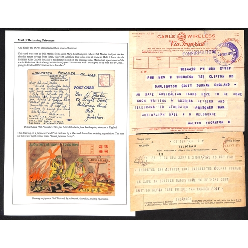 227 - 1945 Covers and cards (5) and telegrams (5) to or from former prisoners being repatriated, comprisin... 