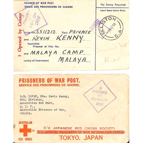 185 - Australia. 1943-44 Australian Red Cross envelopes printed in red or blue, both from Elliston, South ... 