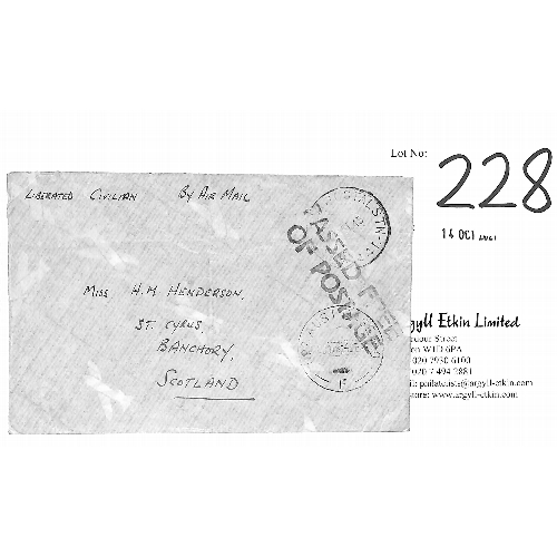 228 - Borneo - Labuan. 1945 Stampless cover from J.A Henderson, to Scotland, endorsed 