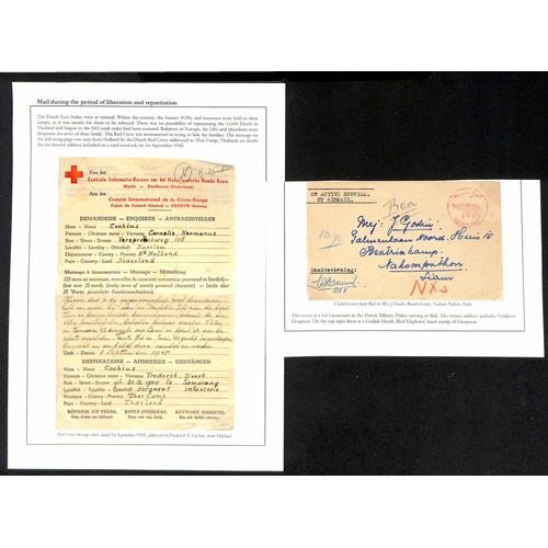 230 - Thailand. 1945 Stampless O.A.S cover from a Dutch soldier at Denpasar, addressed to a nurse working ... 