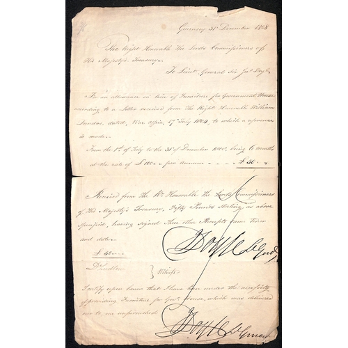43 - Military / Naval. 1804-53 Letters, documents, etc, including 1805 Half Pay document signed by H. Dun... 