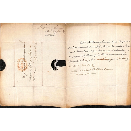 43 - Military / Naval. 1804-53 Letters, documents, etc, including 1805 Half Pay document signed by H. Dun... 