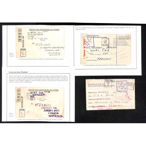 215 - Australia. 1944 Cover and cards sent from or to Pte J.A.K Wicks, A.I.F, comprising fourth type P.O.W... 