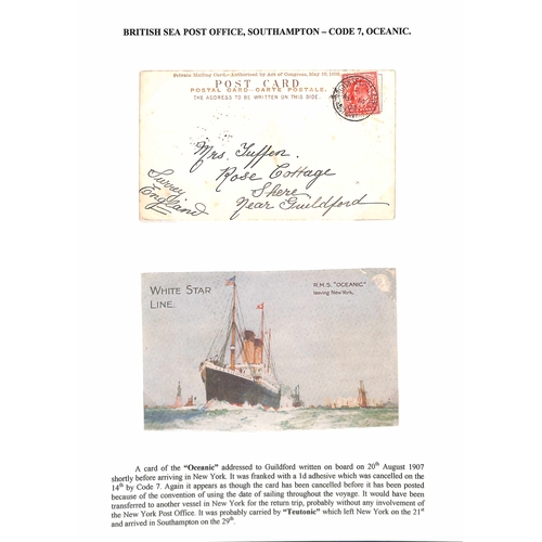 575 - 1907-08 Picture postcards franked 1d to G.B (4) or USA (3), tied by the Southampton Sea Post Office ... 