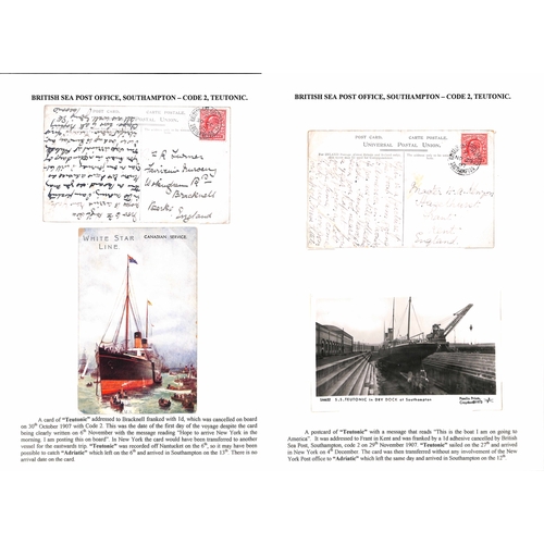 575 - 1907-08 Picture postcards franked 1d to G.B (4) or USA (3), tied by the Southampton Sea Post Office ... 