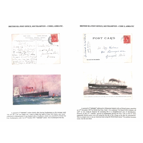 575 - 1907-08 Picture postcards franked 1d to G.B (4) or USA (3), tied by the Southampton Sea Post Office ... 