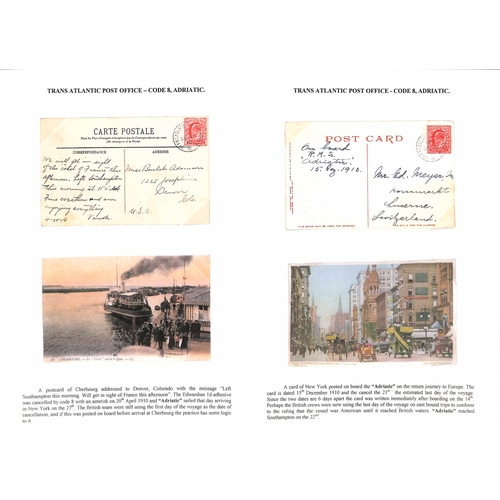 581 - 1908-14 Picture postcards franked 1d to G.B or Europe (8) or the USA (2), cancelled by the c.d.s cod... 