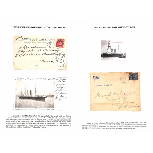 598 - 1897-1904 Covers (5) and picture postcards (5) posted on the U.S Sea Post service to Britain, with d... 