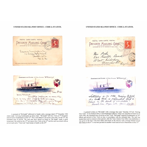 598 - 1897-1904 Covers (5) and picture postcards (5) posted on the U.S Sea Post service to Britain, with d... 