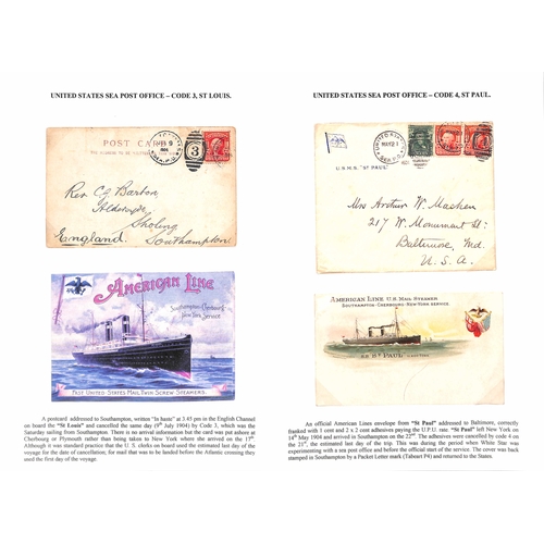 598 - 1897-1904 Covers (5) and picture postcards (5) posted on the U.S Sea Post service to Britain, with d... 