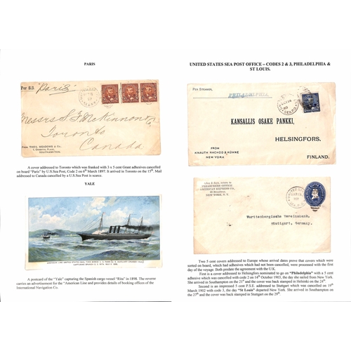 598 - 1897-1904 Covers (5) and picture postcards (5) posted on the U.S Sea Post service to Britain, with d... 
