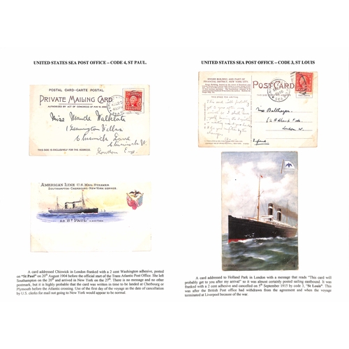 598 - 1897-1904 Covers (5) and picture postcards (5) posted on the U.S Sea Post service to Britain, with d... 