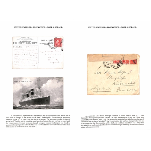 598 - 1897-1904 Covers (5) and picture postcards (5) posted on the U.S Sea Post service to Britain, with d... 