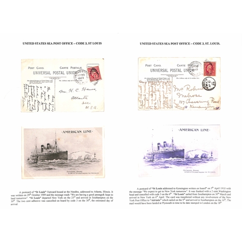 599 - 1905-14 Picture postcards (15) and a cover with U.S stamps, cancelled on American ships with the U.S... 