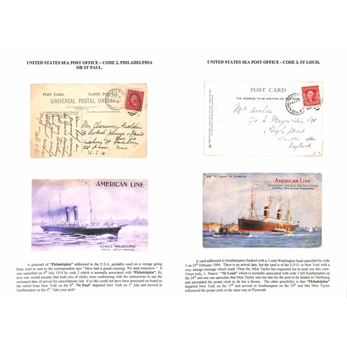 599 - 1905-14 Picture postcards (15) and a cover with U.S stamps, cancelled on American ships with the U.S... 