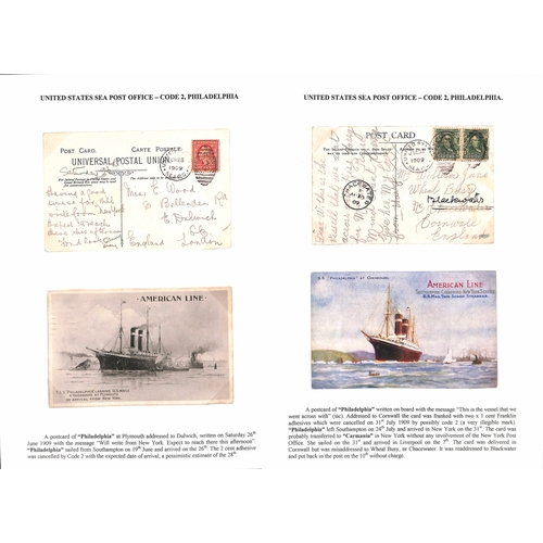 599 - 1905-14 Picture postcards (15) and a cover with U.S stamps, cancelled on American ships with the U.S... 