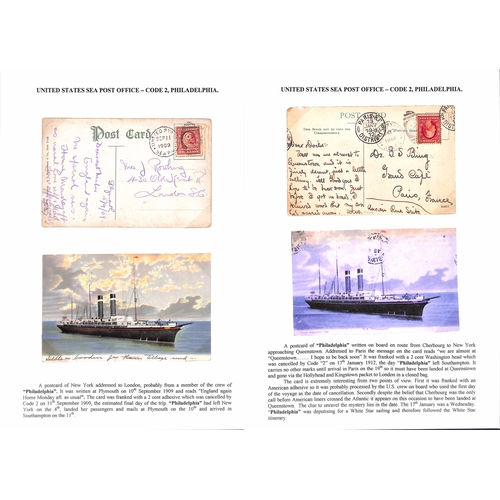 599 - 1905-14 Picture postcards (15) and a cover with U.S stamps, cancelled on American ships with the U.S... 
