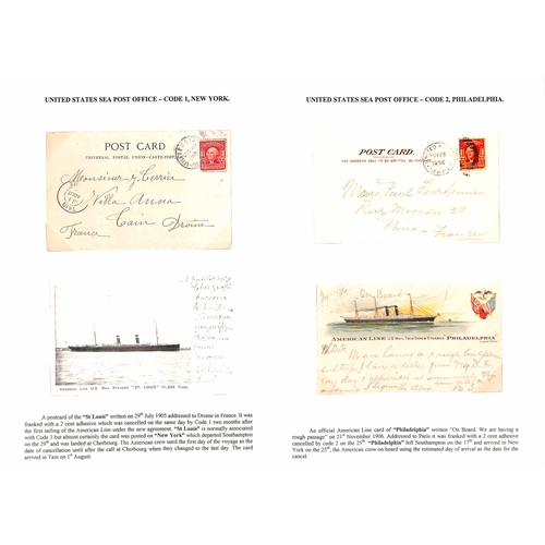 599 - 1905-14 Picture postcards (15) and a cover with U.S stamps, cancelled on American ships with the U.S... 