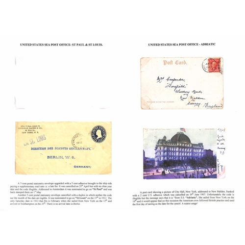 599 - 1905-14 Picture postcards (15) and a cover with U.S stamps, cancelled on American ships with the U.S... 