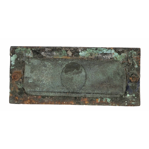 13 - Letter Box. c.1860 Metal Safety Letter Box, Queen Victoria's head embossed in the centre with 