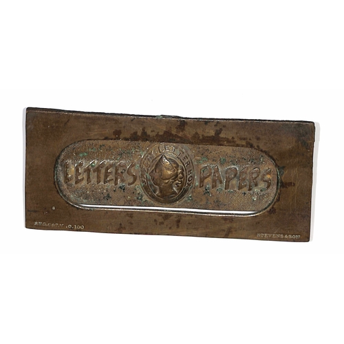 13 - Letter Box. c.1860 Metal Safety Letter Box, Queen Victoria's head embossed in the centre with 