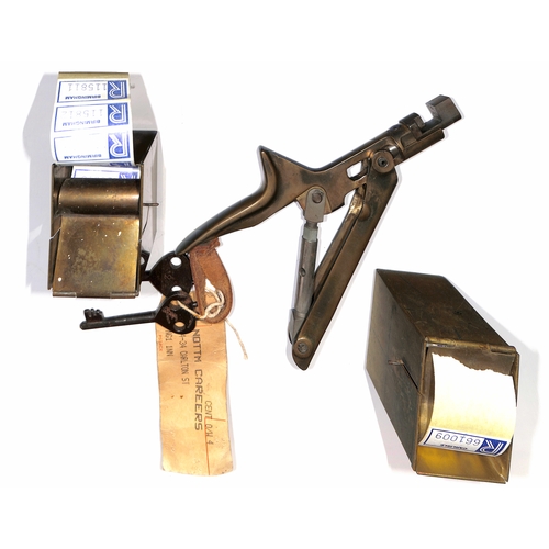 15 - Two brass G.P.O registration label dispensers made by Bladon of Birmingham, for dispensing labels fr... 