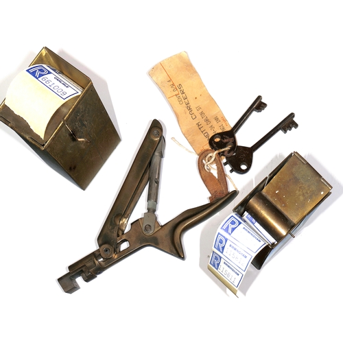15 - Two brass G.P.O registration label dispensers made by Bladon of Birmingham, for dispensing labels fr... 