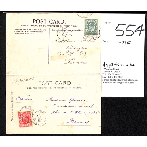 554 - Binic / St Malo. 1904 Jersey postcard with KEVII ½d cancelled at St. Malo and 