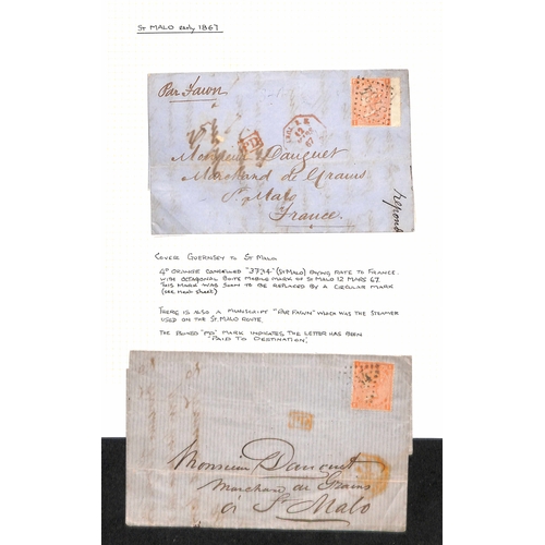 549 - St. Malo. 1865-67 Entire letter and entire from Guernsey to St. Malo bearing 4d vermilion plate 7 or... 