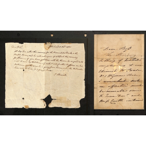 1 - c.1800-1911 Letters, etc., with autographs, mainly artists or authors, including 1825 letter written... 