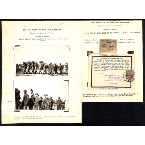 136 - 1926 (July 23) England to Australia flight by Alan Cobham, cover with a printed black border and exp... 