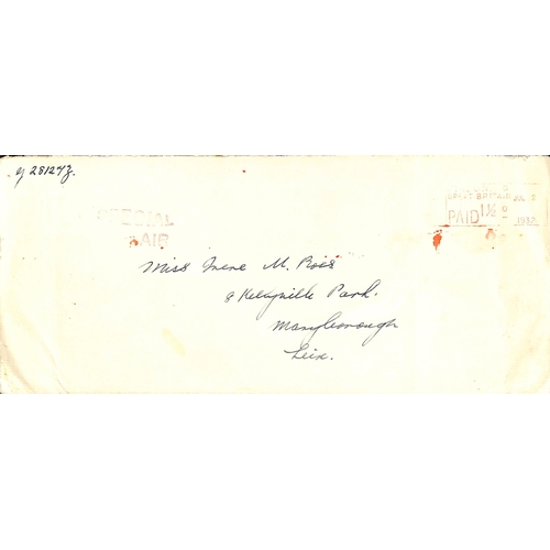 26 - Ireland. 1932 (July 2) Cover from London to Maryborough, Queens Co, with London 1½d Paid machin... 