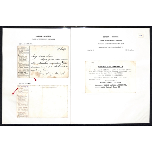 51 - 1911 (Sep 9) London to Windsor postcards with adverts printed on the reverse for The Molassine Compa... 