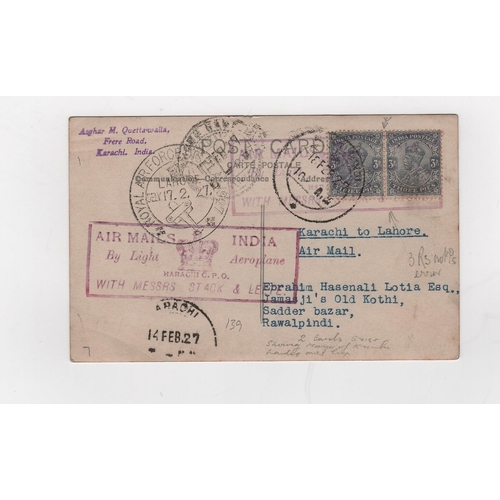 139 - 1927 (Feb 16) Stack and Leete London to Delhi flight, real Photo picture postcard showing the two av... 