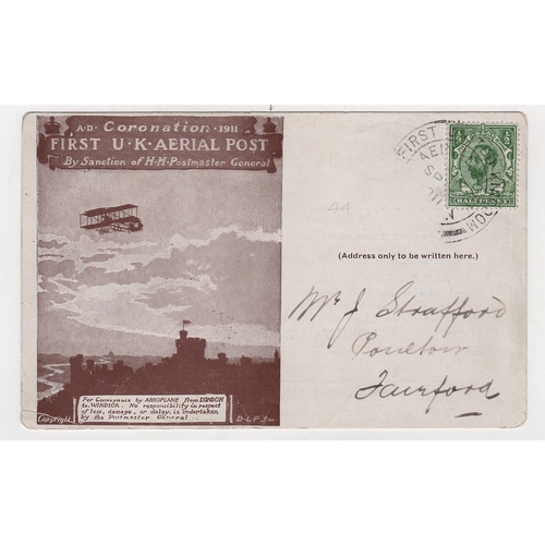 44 - 1911 (Sep 9?) Brown London postcard with Brown Brothers advert printed on the reverse, used with Aer... 
