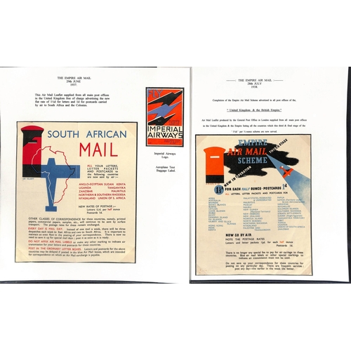 14 - Air Mail labels and leaflets. 1920-38 Labels and leaflets issued by the British Post Office or Imper... 