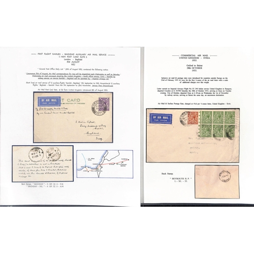 75 - Iraq/Palestine. 1929-40 Covers and cards including 1929 London-Karachi route first flight covers fro... 